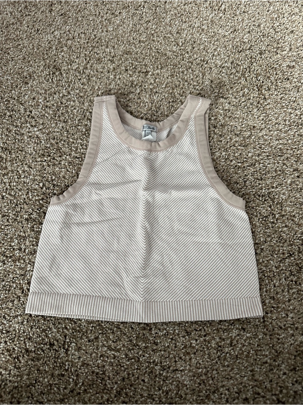 Neutral Diagonal Ribbed Crop Tank